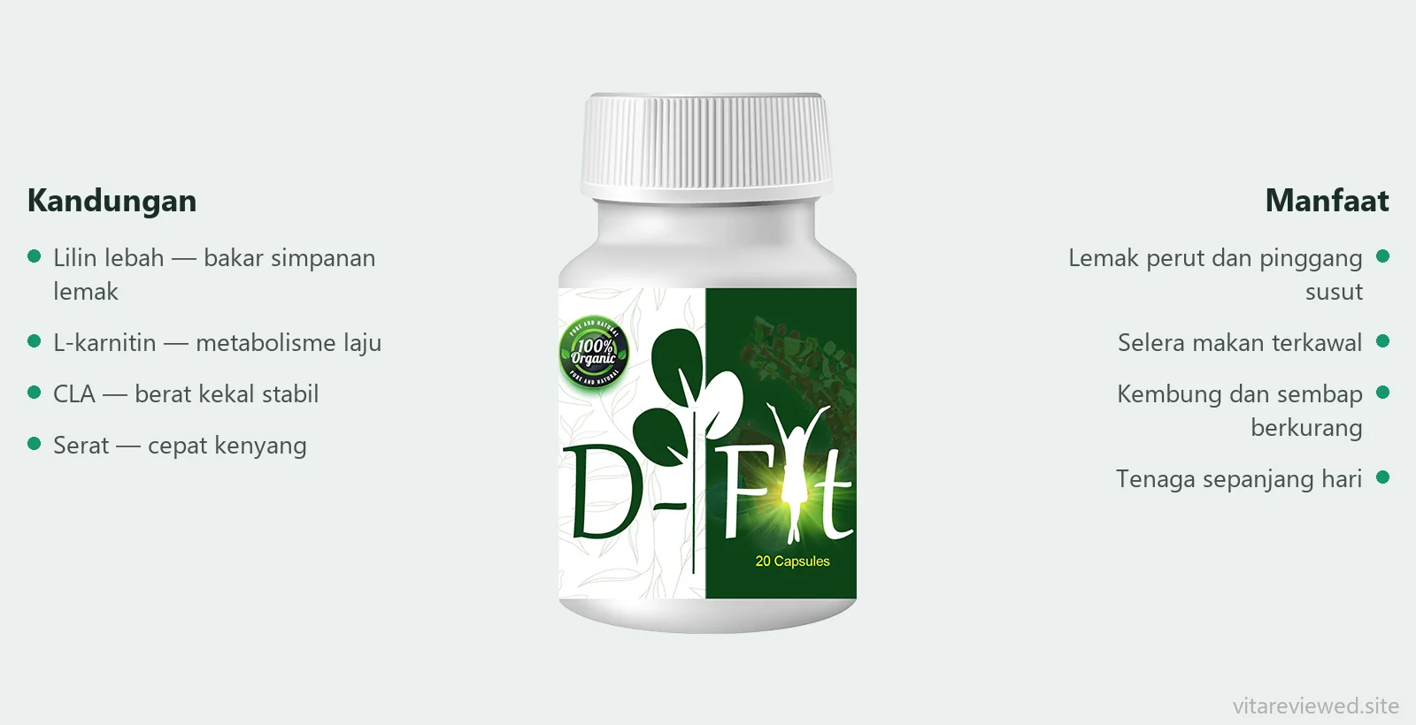 D-Fit — kandungan dan fungsi bahan pembakar lemak
