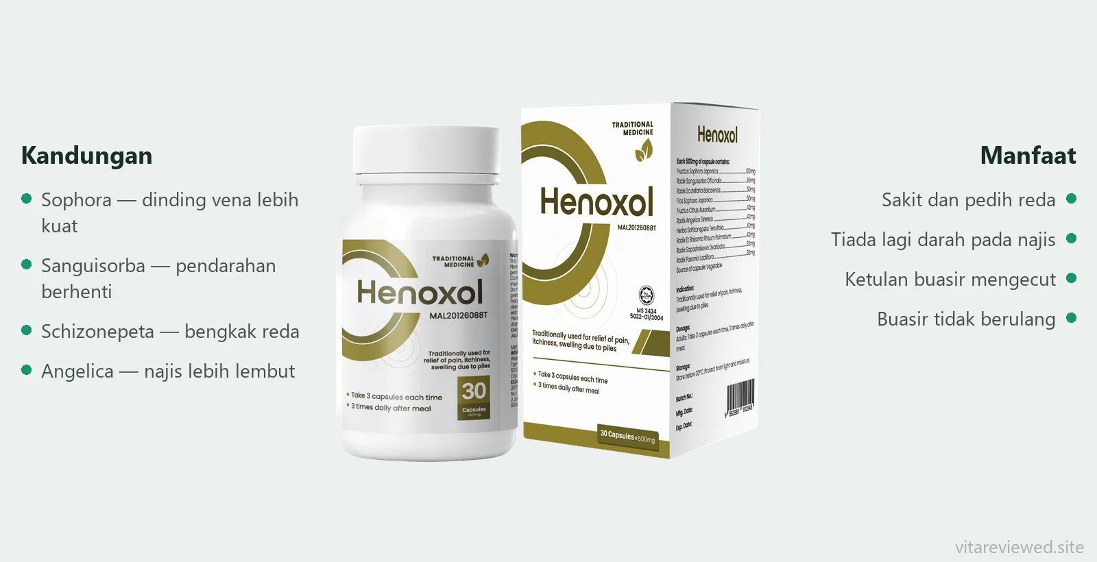 Henoxol — kandungan dan fungsi enam ekstrak herba
